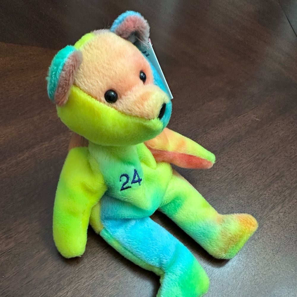 Ken Griffey Jr 1998 Salvino Bamm Beano's Beanie Bear #24 Tie Dye Plush